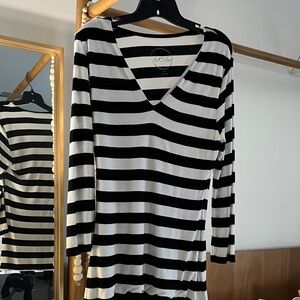 INC International Concepts Black and White Striped Top